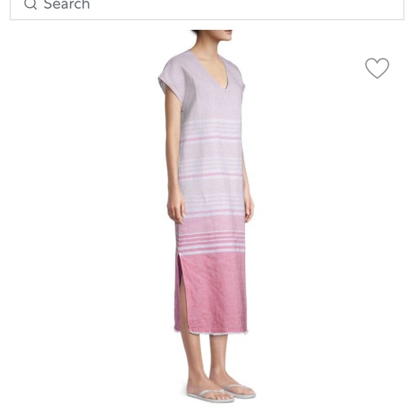 Linen Striped Midi Shift Dress - Picture 3 of 3